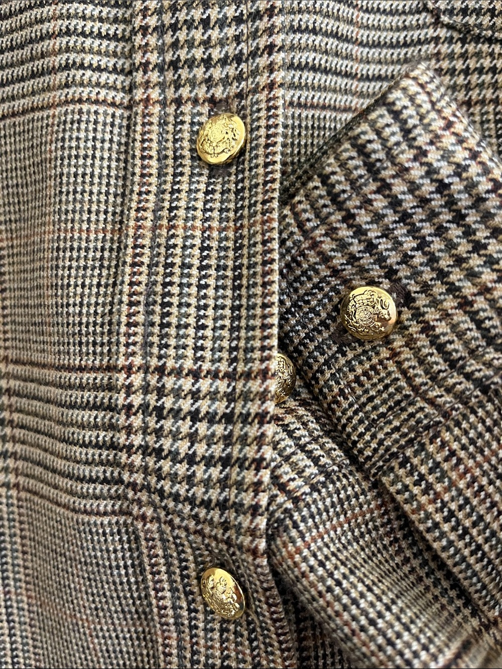 Vtg Lauren RL Plaid Wool Cashmere Tartan Houndstooth Shacket Elbow Patch Sz SM - Picture 6 of 7